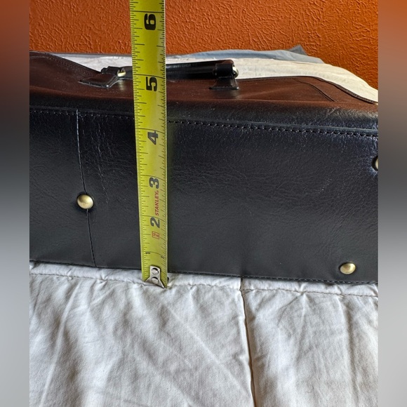 Banuce Leather‎ Messenger Laptop Briefcase Work Bag, Black - Picture 14 of 15